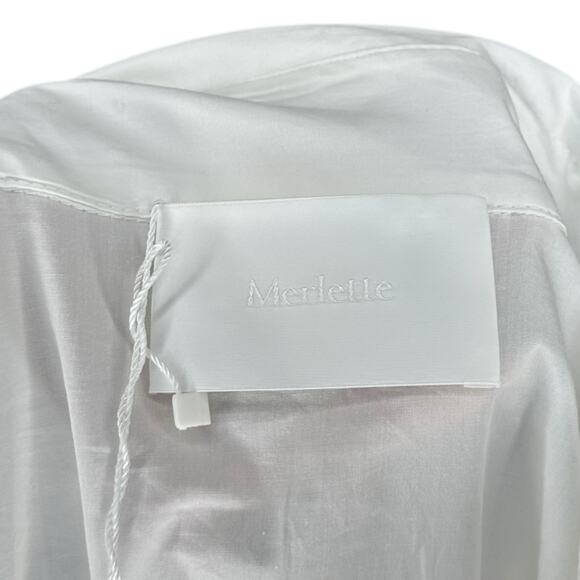MERLETTE Orient White Long Sleeve Gathered Button Down Shirt Women's Size 8 NWT - Picture 9 of 12
